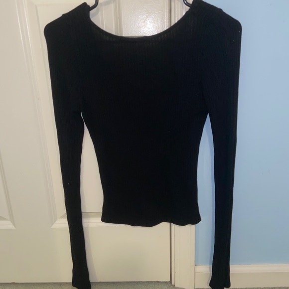 Brandy Melville fitted ribbed black long sleeve top - Picture 4 of 8